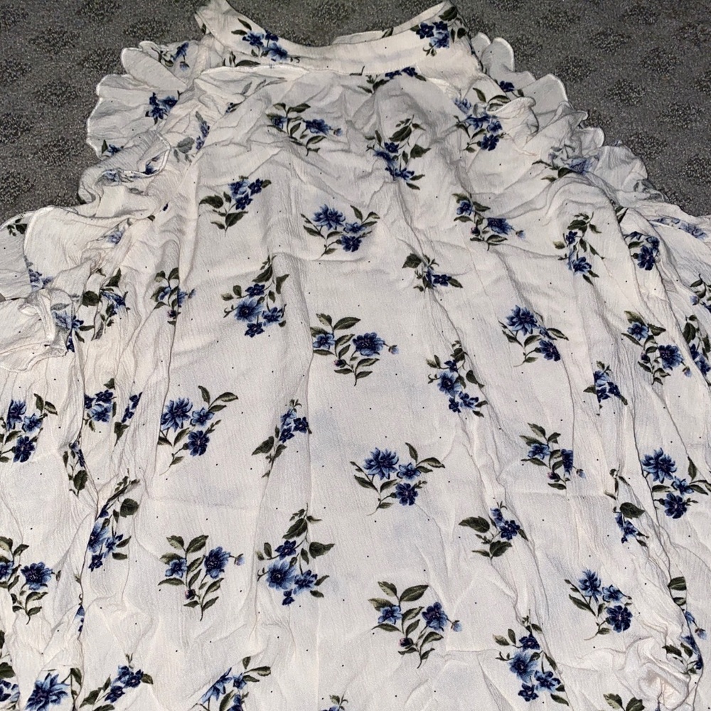 A floral blouse off the shoulder